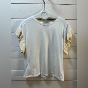 PURECOTTON White Ruffle Sleeve Top – Size L